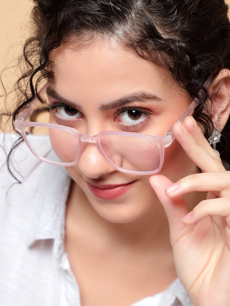 Voyage Air Pink Square Eyeglasses for Men & Women (TR03MG4550-C5)