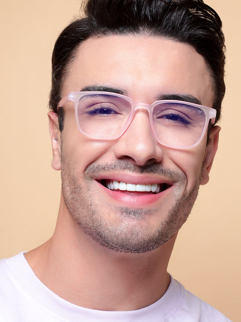 Voyage Air Pink Square Eyeglasses for Men & Women (TR03MG4550-C5)