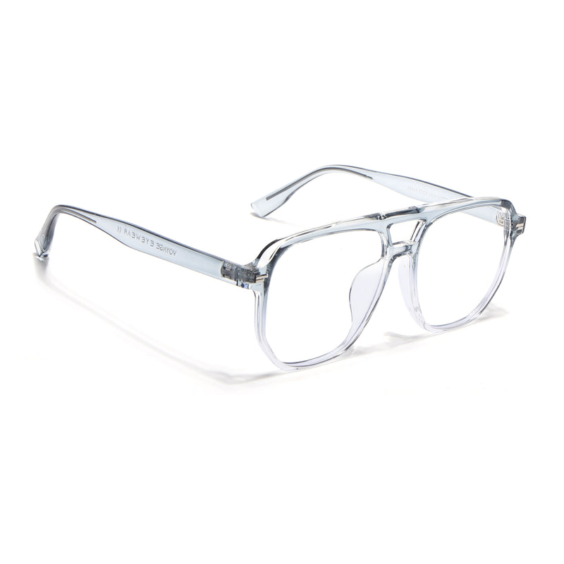 Voyage Light Blue & Clear Wayfarer Eyeglasses for Men & Women (28365MG4376-C4)