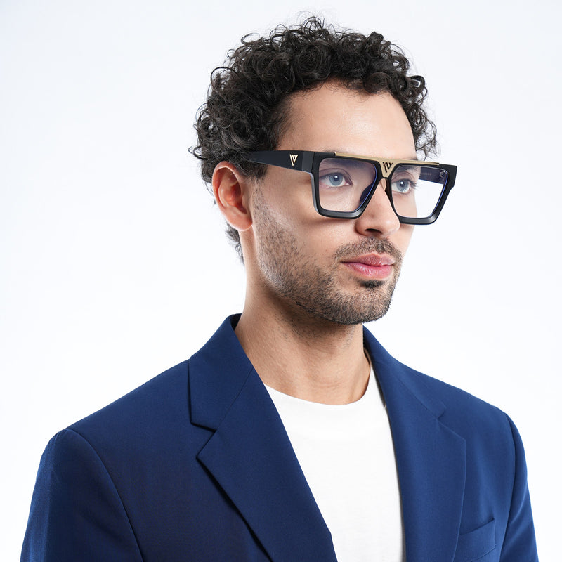 Voyage Exclusive Matt Black & Golden Wayfarer Eyeglasses for Men & Women (1502MG5844-C2)