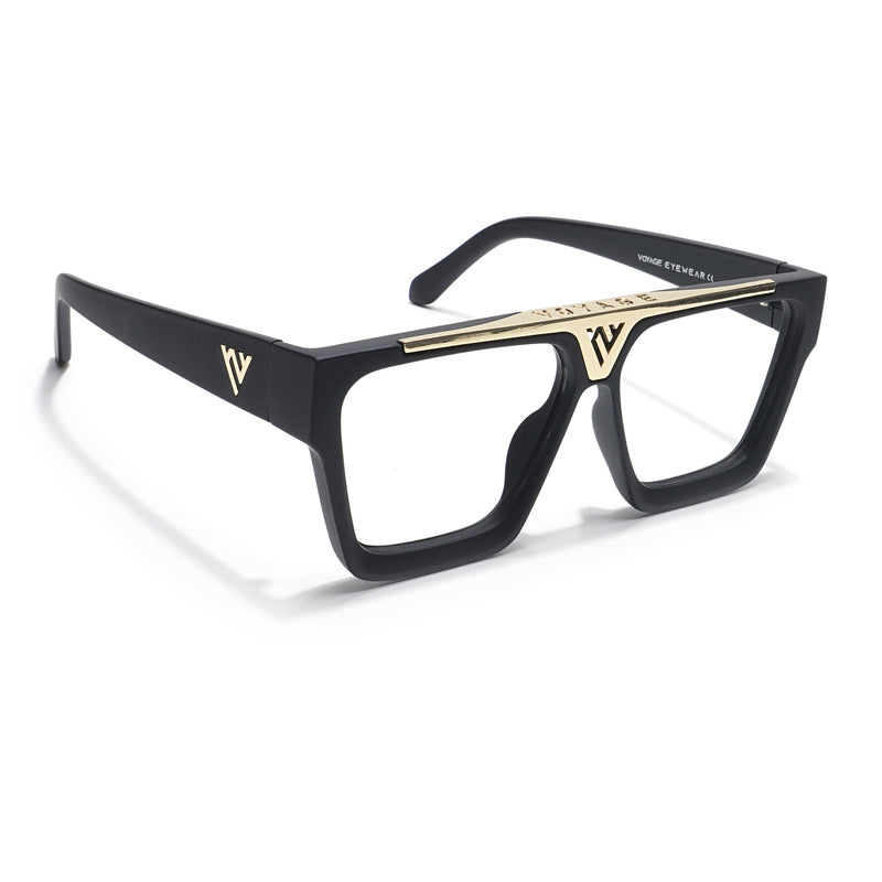Voyage Exclusive Matt Black & Golden Wayfarer Eyeglasses for Men & Women (1502MG5844-C2)
