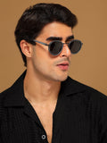 Pilot | Grey Round Polarized Sunglasses | Black Lens - PMG6673