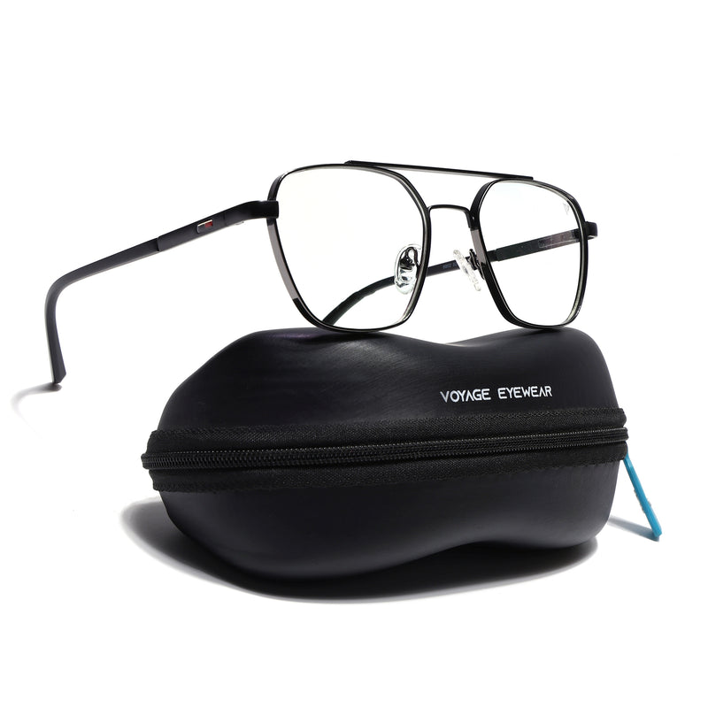 Voyage Silverline Grey & Matt Black Wayfarer Eyeglasses for Men & Women (6802MG5350-C2)