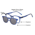 Round Clip-On Polarized Sunglasses for Men & Women (Clear Lens | Dark Blue Frame - PMG7363)