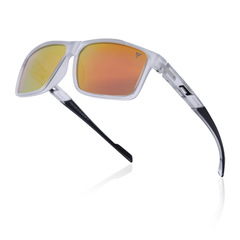 Wayfarer Polarized Sunglasses | Orange Lens | Transparent Frame - PMG6786