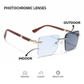 Eyejack Reflex Photochromic Golden Rimless Sunglasses for Men & Women (90376CL2508)