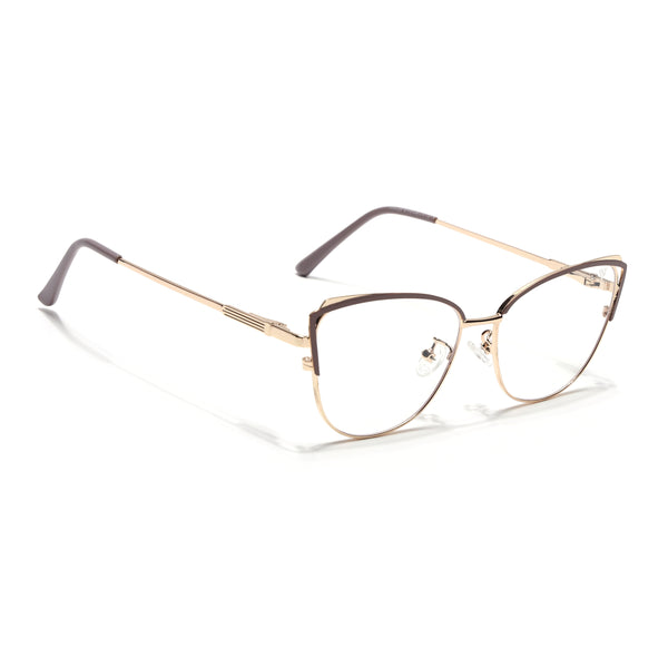 Voyage Glam Brown & Golden Cateye Eyeglasses for Women (95222MG4425-C2)
