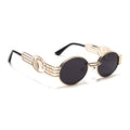 Viper | Oval Sunglasses (Black Lens | Golden Frame - MG5188)