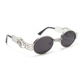 Viper | Oval Sunglasses (Black Lens | Silver Frame - MG5189)