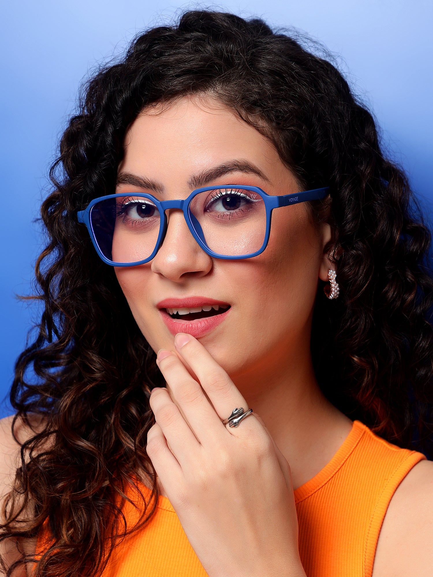 Voyage Air Royal Blue Square Eyeglasses for Men & Women (TR02MG4544-C9)