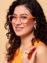 Voyage Air Orange Square Eyeglasses for Men & Women (TR03MG4549-C4)