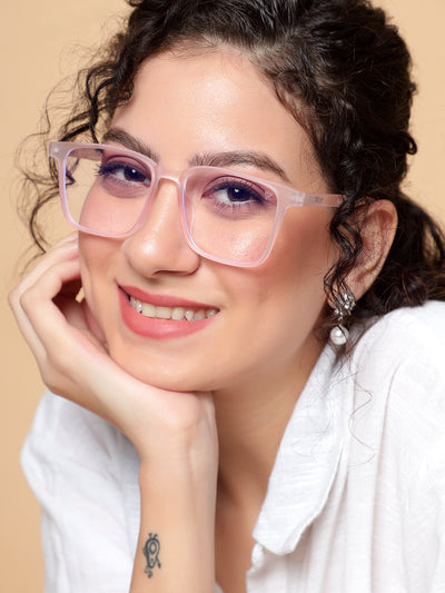 Voyage Air Pink Square Eyeglasses for Men & Women (TR01MG4530-C5)