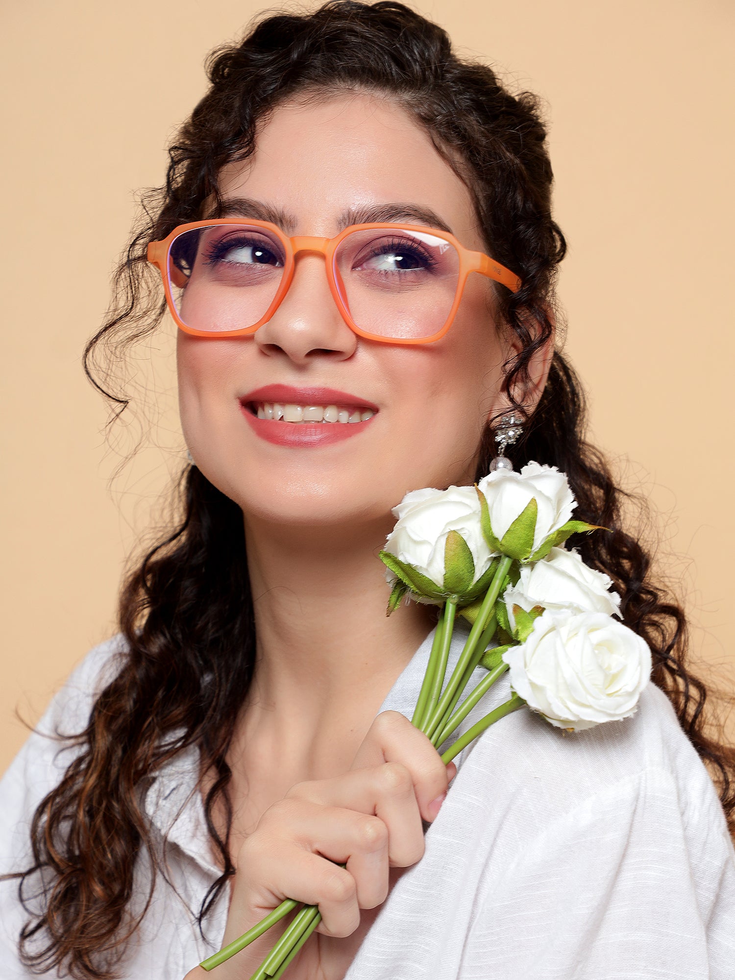 Voyage Air Orange Square Eyeglasses for Men & Women (TR02MG4539-C4)