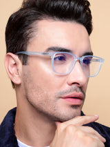 Voyage Air Light Blue Square Eyeglasses for Men & Women (TR03MG4551-C6)