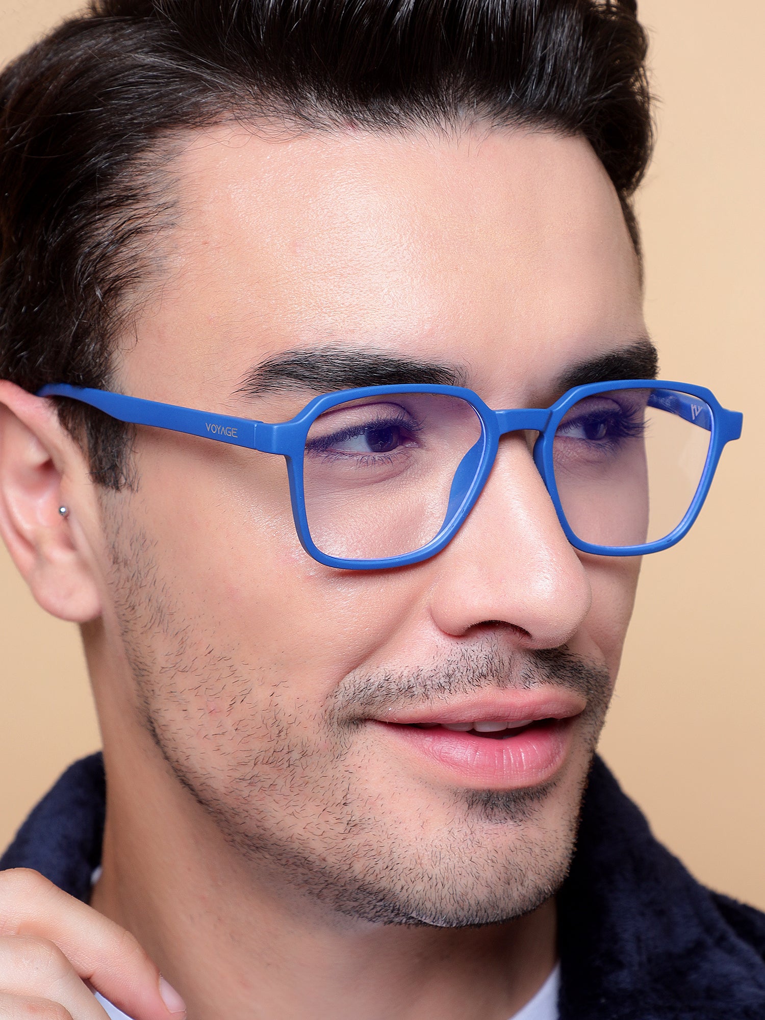 Voyage Air Royal Blue Square Eyeglasses for Men & Women (TR02MG4544-C9)