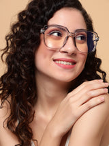 Voyage Glam Grey Oversize Eyeglasses for Men & Women (TR83027MG3852-C3)