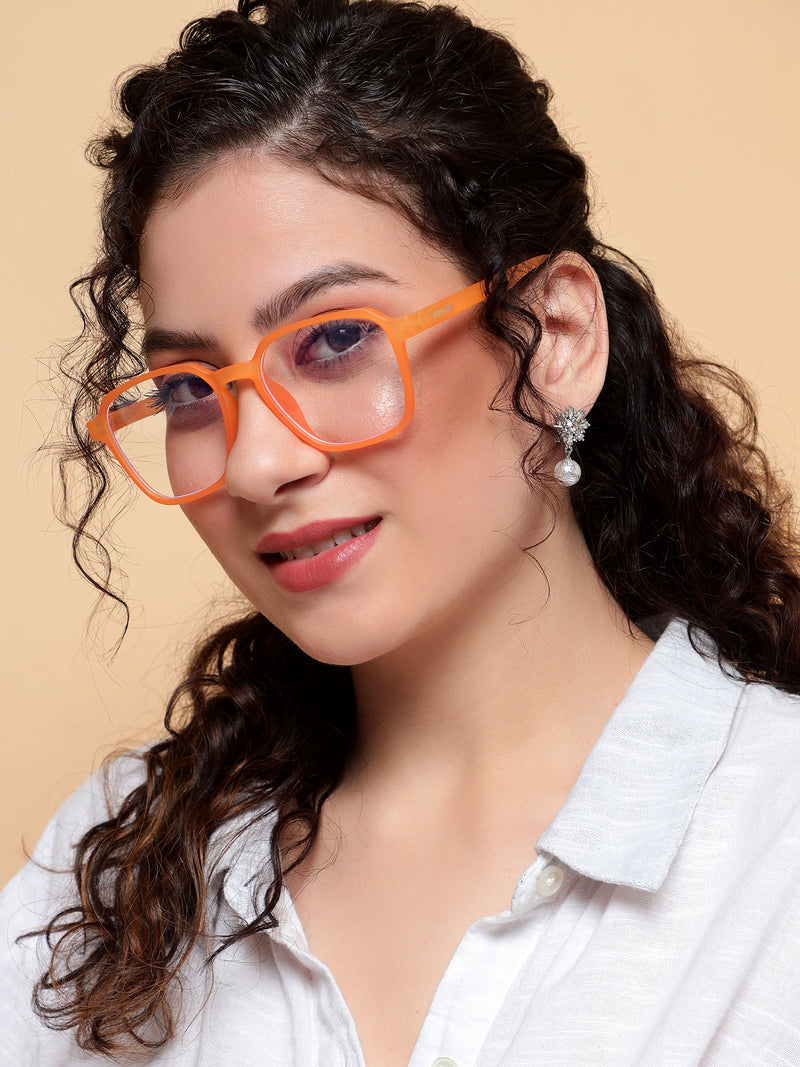 Voyage Air Orange Square Eyeglasses for Men & Women (TR02MG4539-C4)