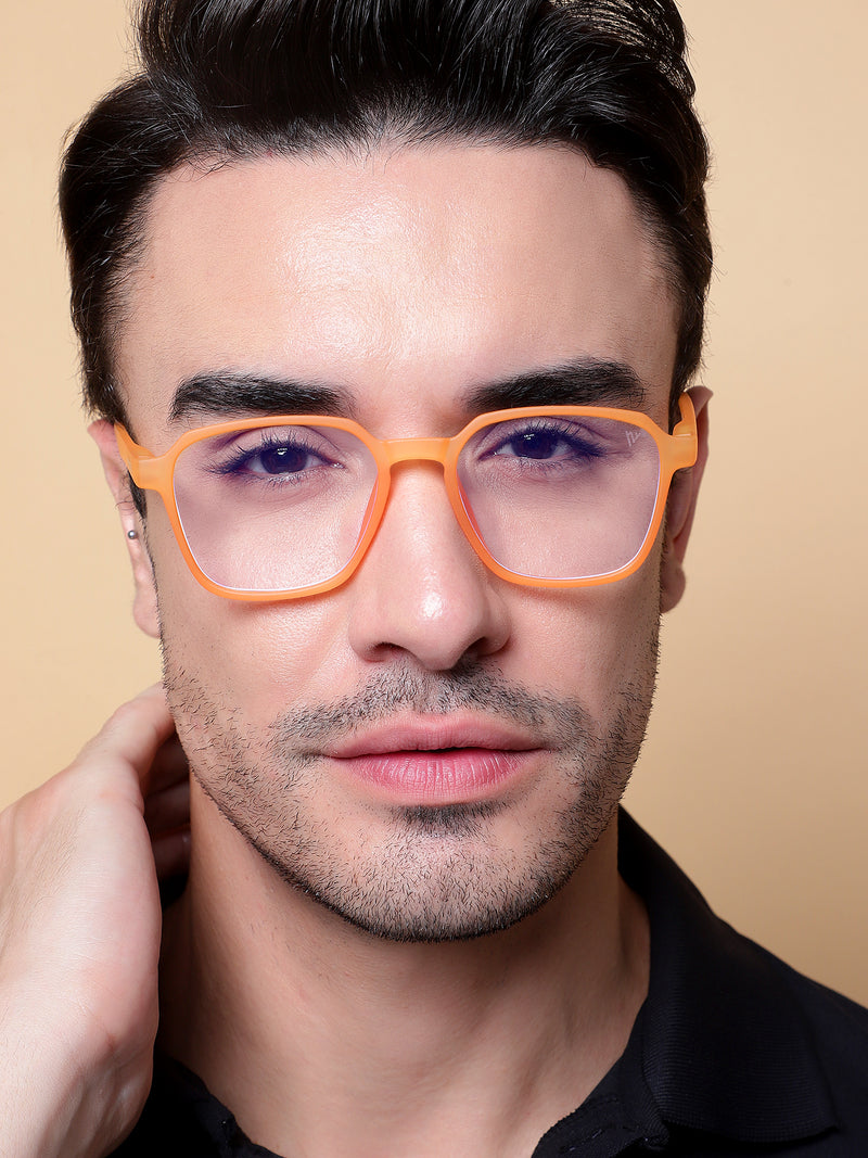 Voyage Air Orange Square Eyeglasses for Men & Women (TR01MG4529-C4)