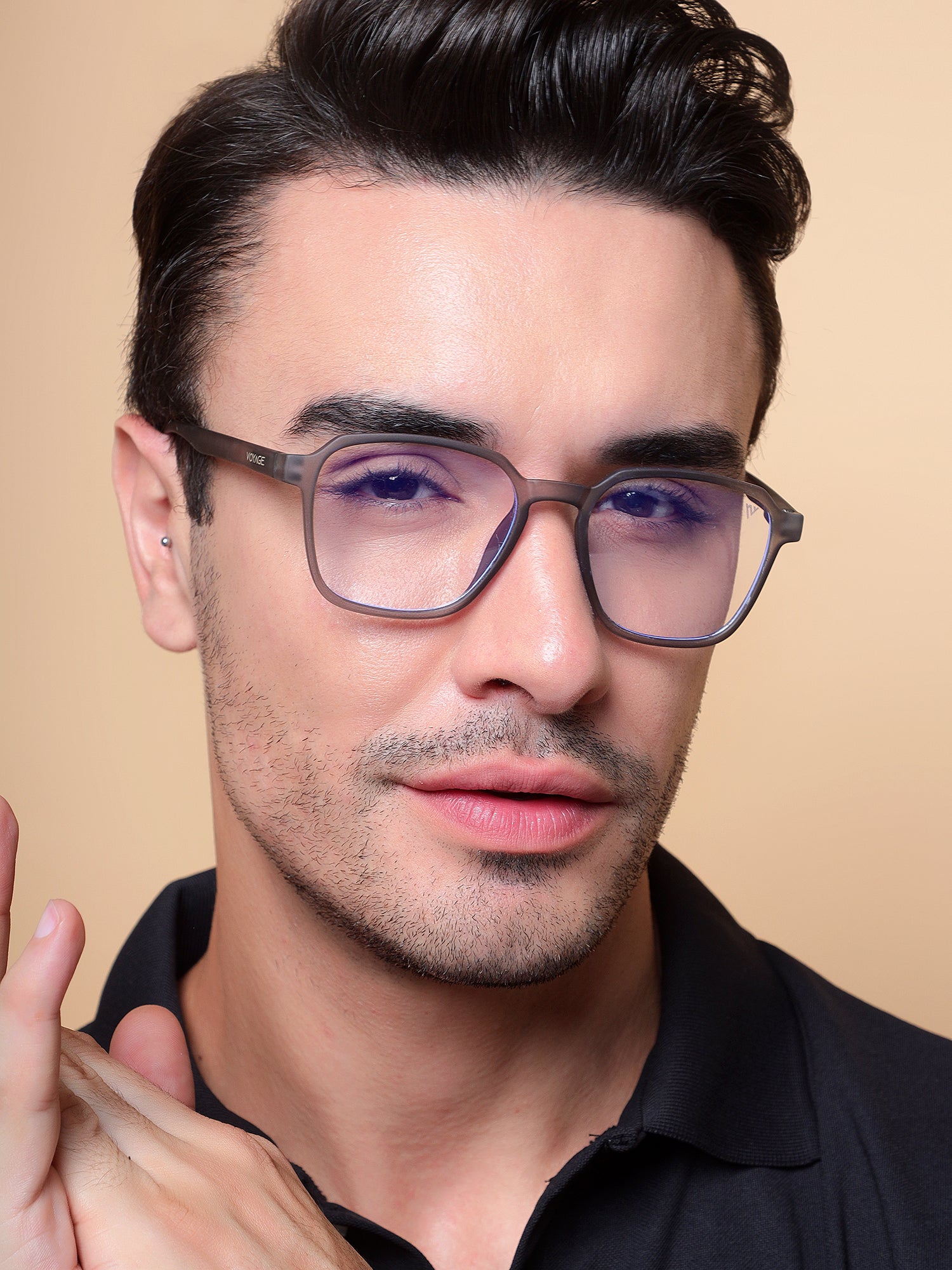 Voyage Air Grey Square Eyeglasses for Men & Women (TR02MG4543-C8)