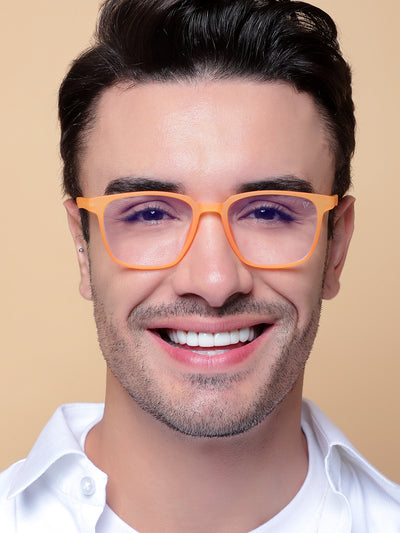 Voyage Air Orange Square Eyeglasses for Men & Women (TR03MG4549-C4)