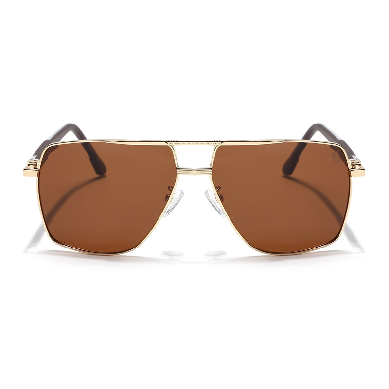 Eyejack Aviator Polarized Sunglasses for Men & Women (Brown Lens | Golden Frame - 8015PCL1976)