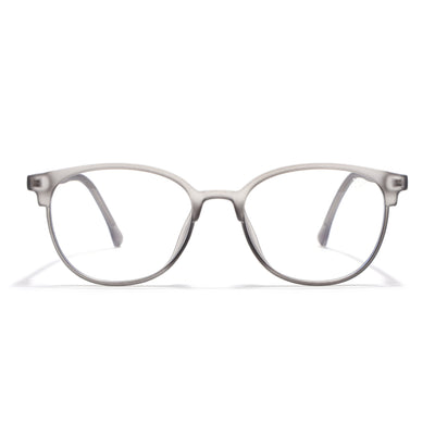 Voyage Thin Dark Grey Round Eyeglasses for Men & Women (28810FMG7600)