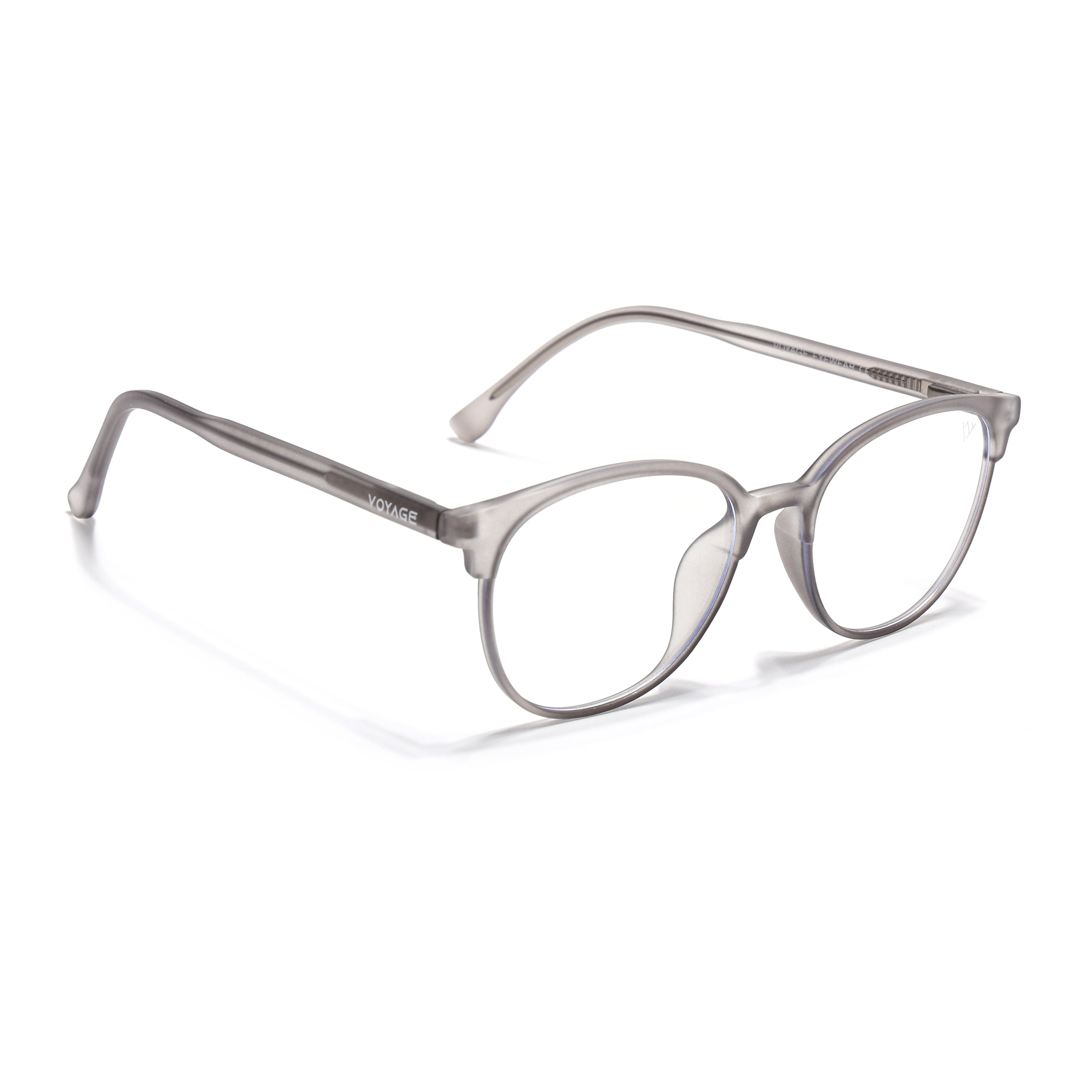 Voyage Thin Dark Grey Round Eyeglasses for Men & Women (28810FMG7600)