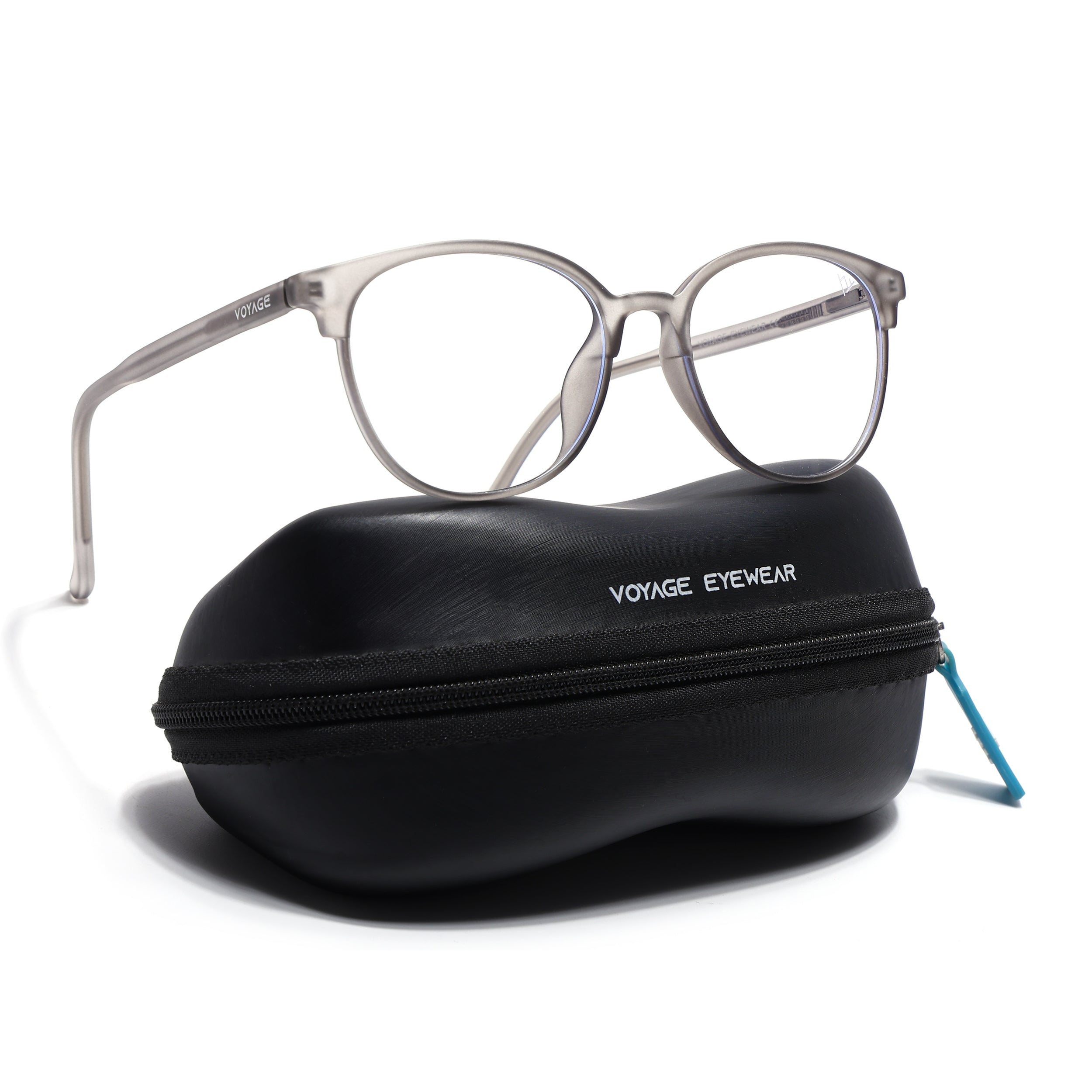 Voyage Thin Dark Grey Round Eyeglasses for Men & Women (28810FMG7600)