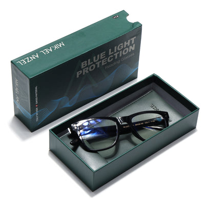 Mikael Anzel | Shine Black Wayfarer | Blue Light Protection Reading Eyeglasses