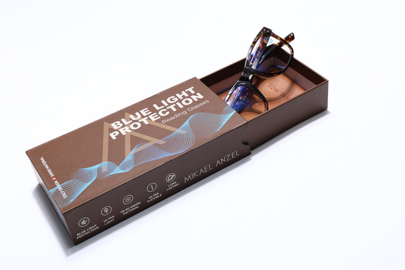 Mikael Anzel | Demi Brown Wayfarer | Blue Light Protection Reading Eyeglasses