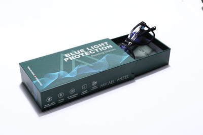 Mikael Anzel | Shine Black Wayfarer | Blue Light Protection Reading Eyeglasses