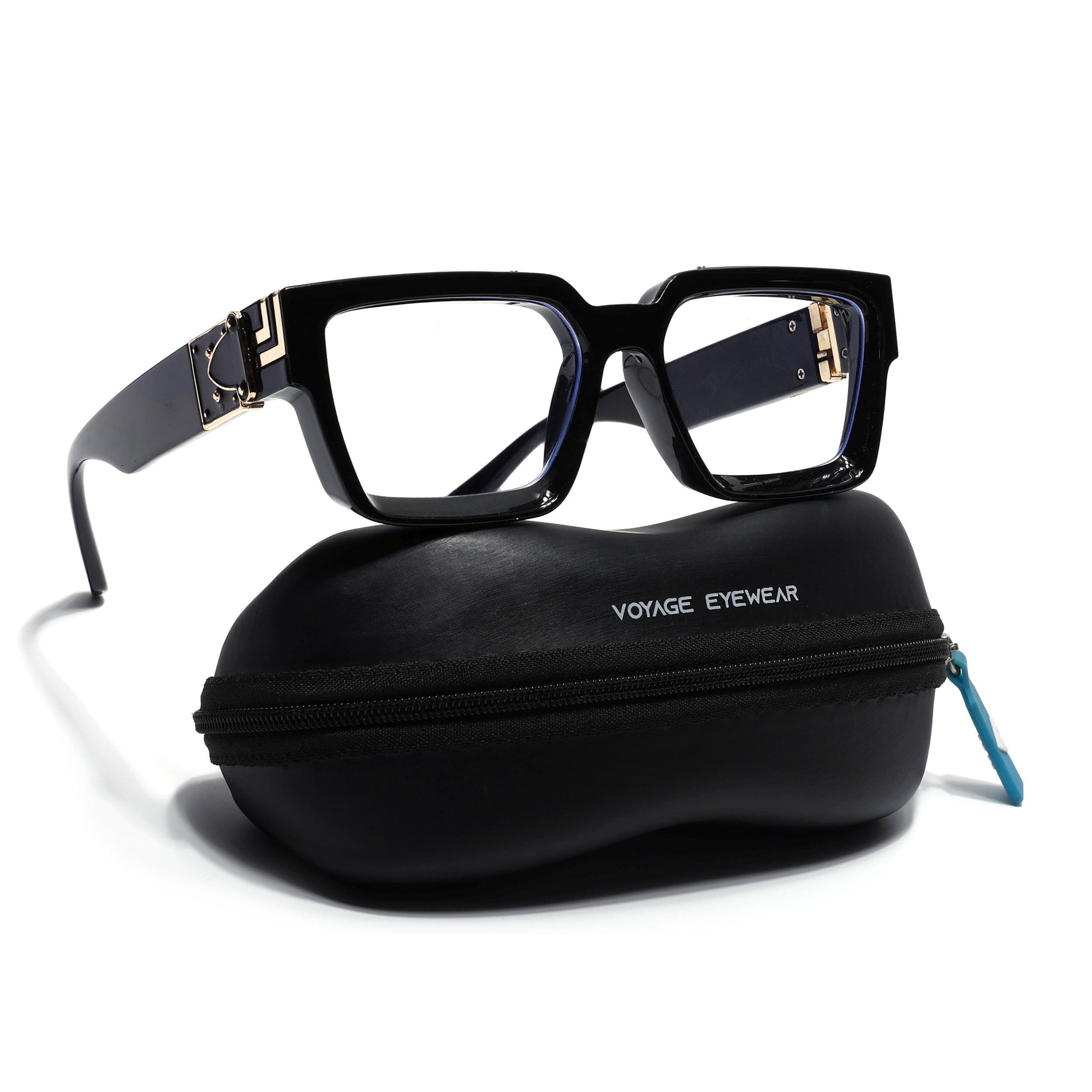 Storm | Shine Black & Golden Wayfarer Medium Eyeglasses for Men & Women | 86367MG5634-C1