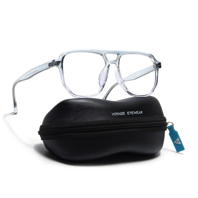 Voyage Light Blue & Clear Wayfarer Eyeglasses for Men & Women (28365MG4376-C4)