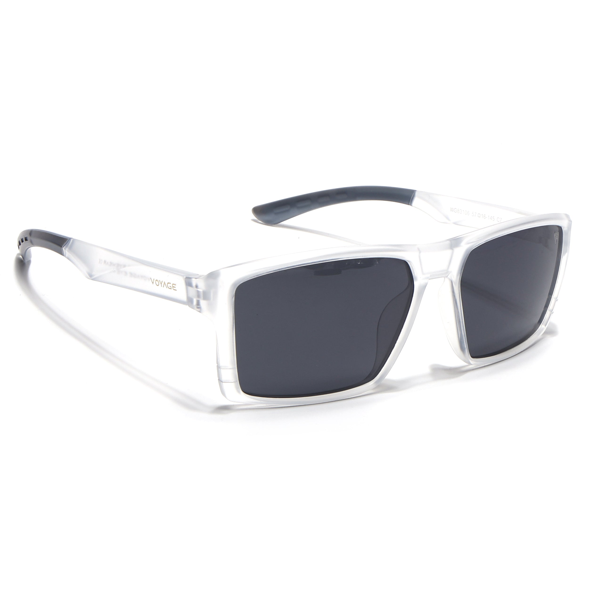 Square Polarized Sunglasses | Black Lens | Transparent Frame - PMG6747