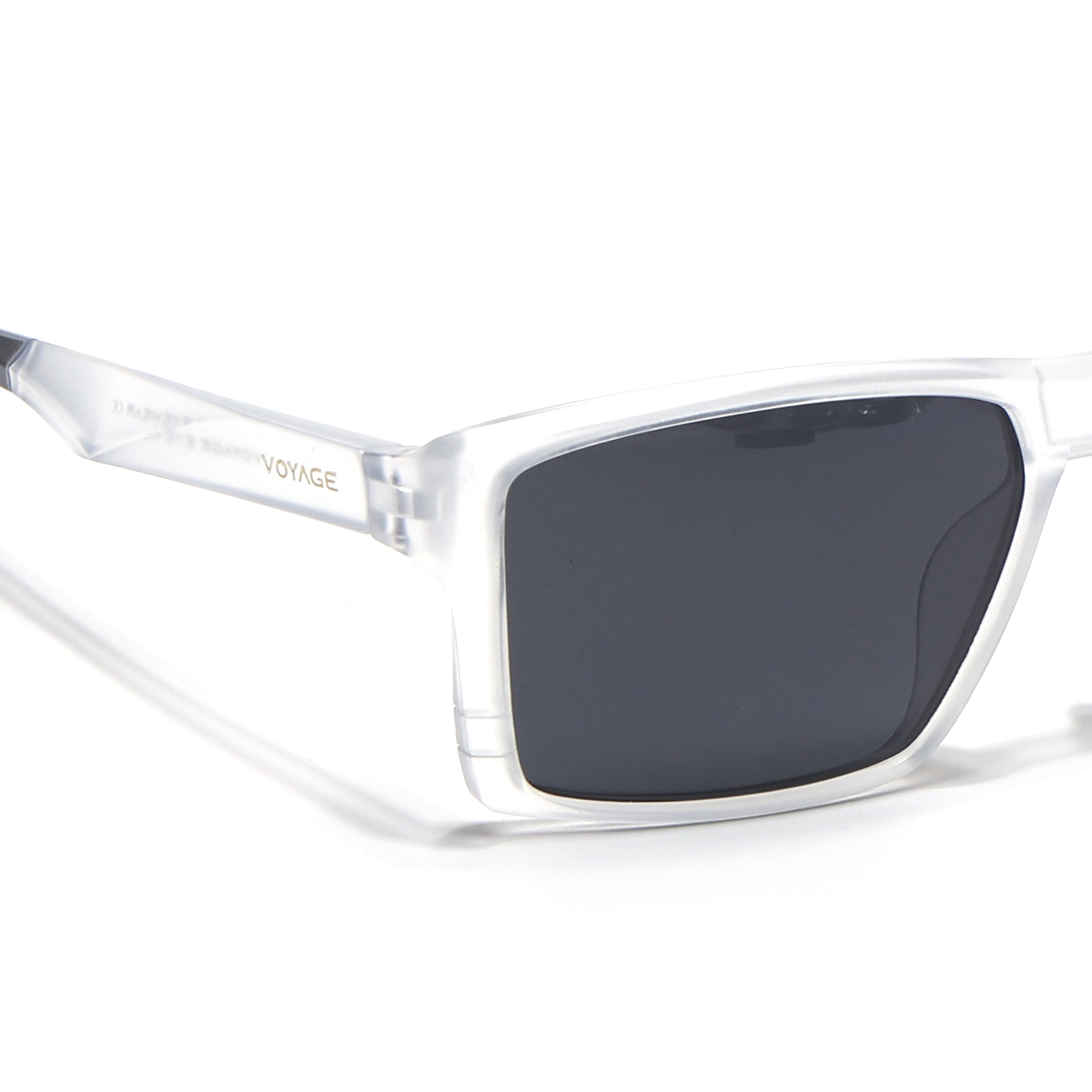 Square Polarized Sunglasses | Black Lens | Transparent Frame - PMG6747