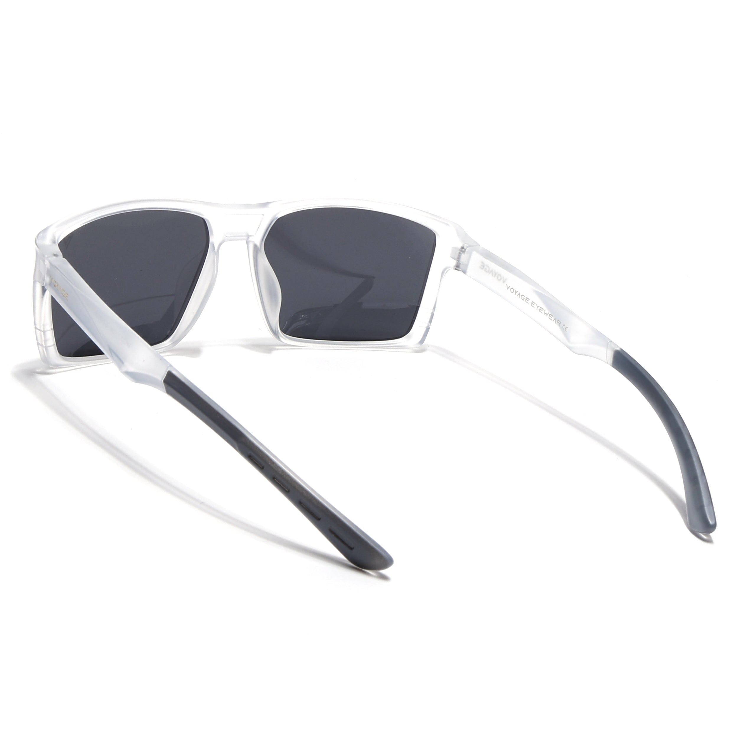 Square Polarized Sunglasses | Black Lens | Transparent Frame - PMG6747