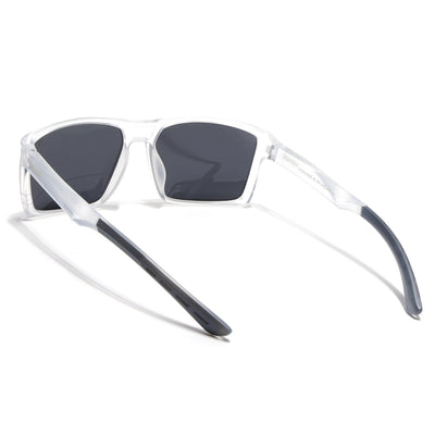 Square Polarized Sunglasses | Black Lens | Transparent Frame - PMG6747