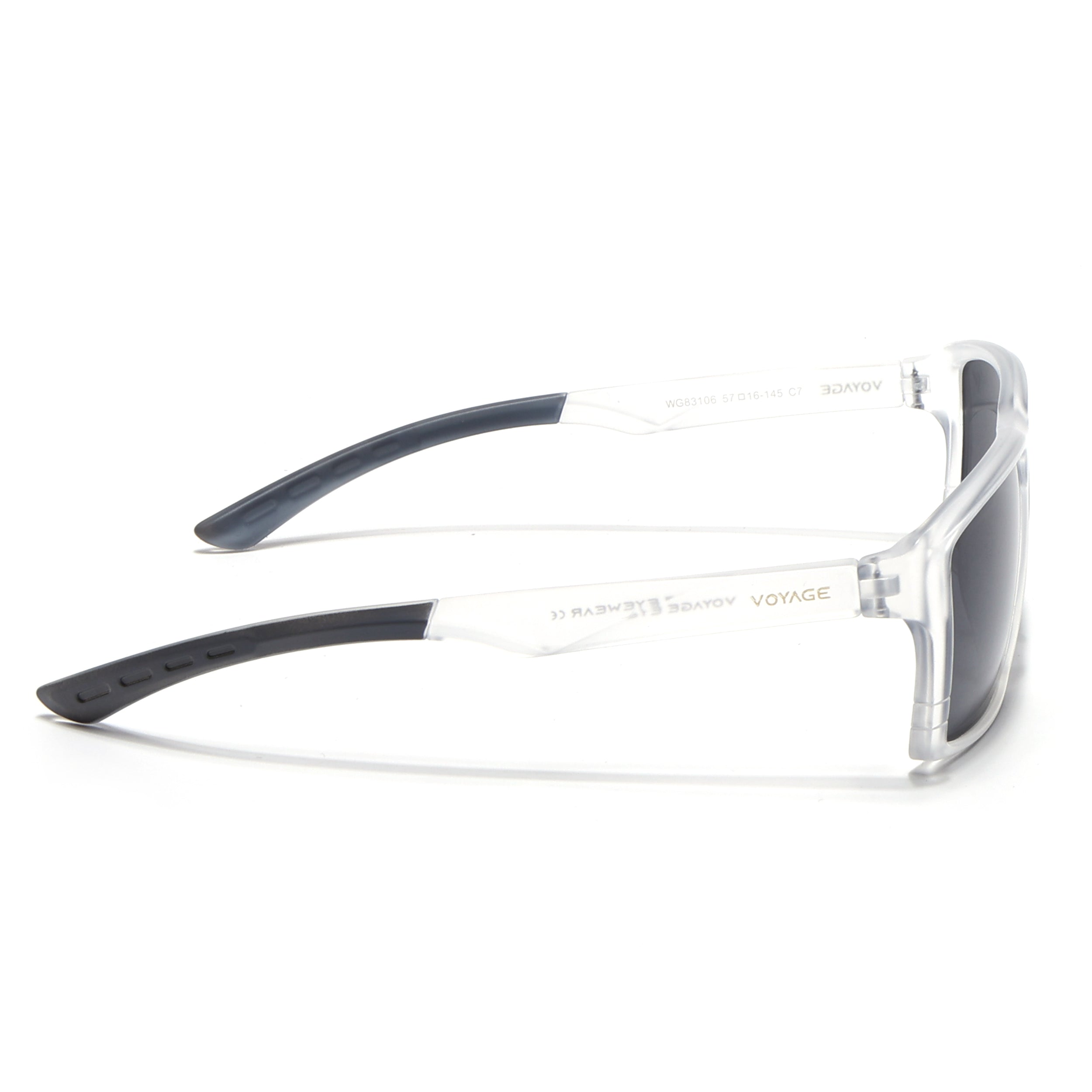 Square Polarized Sunglasses | Black Lens | Transparent Frame - PMG6747