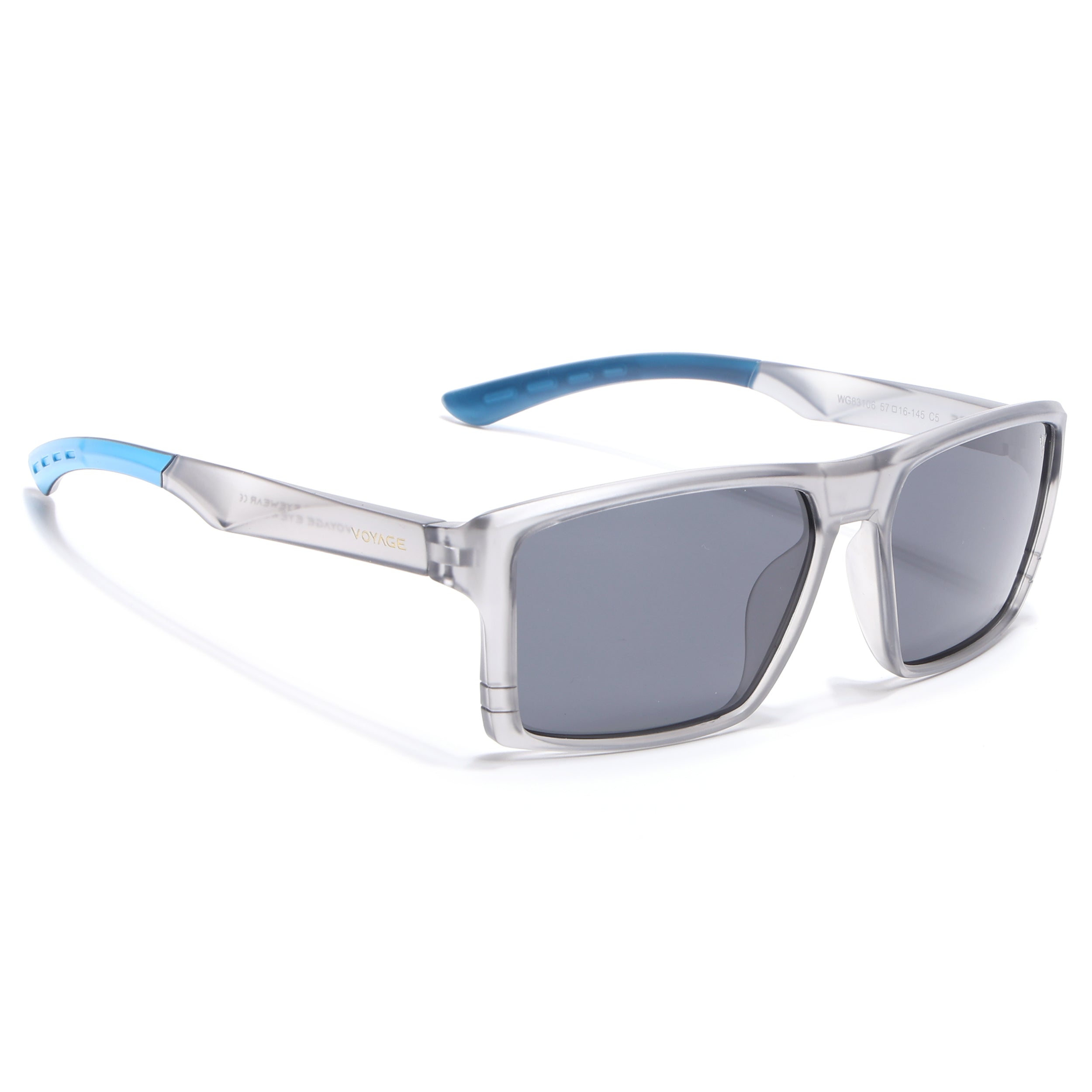 Square Polarized Sunglasses | Black Lens | Grey Frame - PMG6744