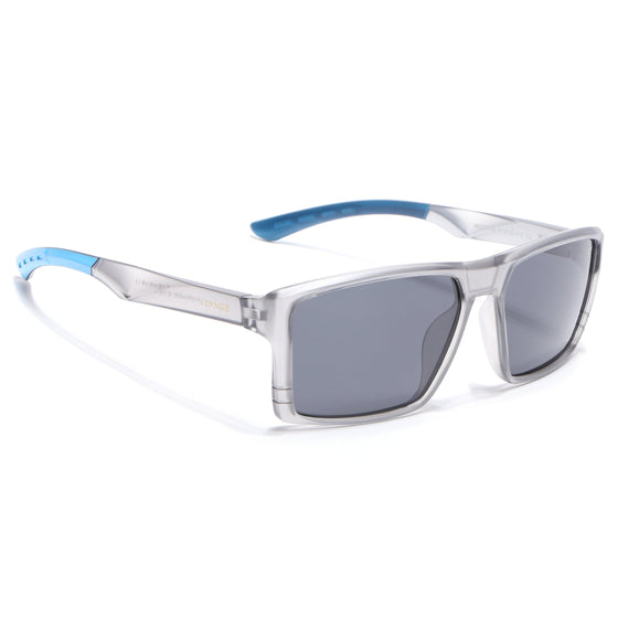 Square Polarized Sunglasses | Black Lens | Grey Frame - PMG6744