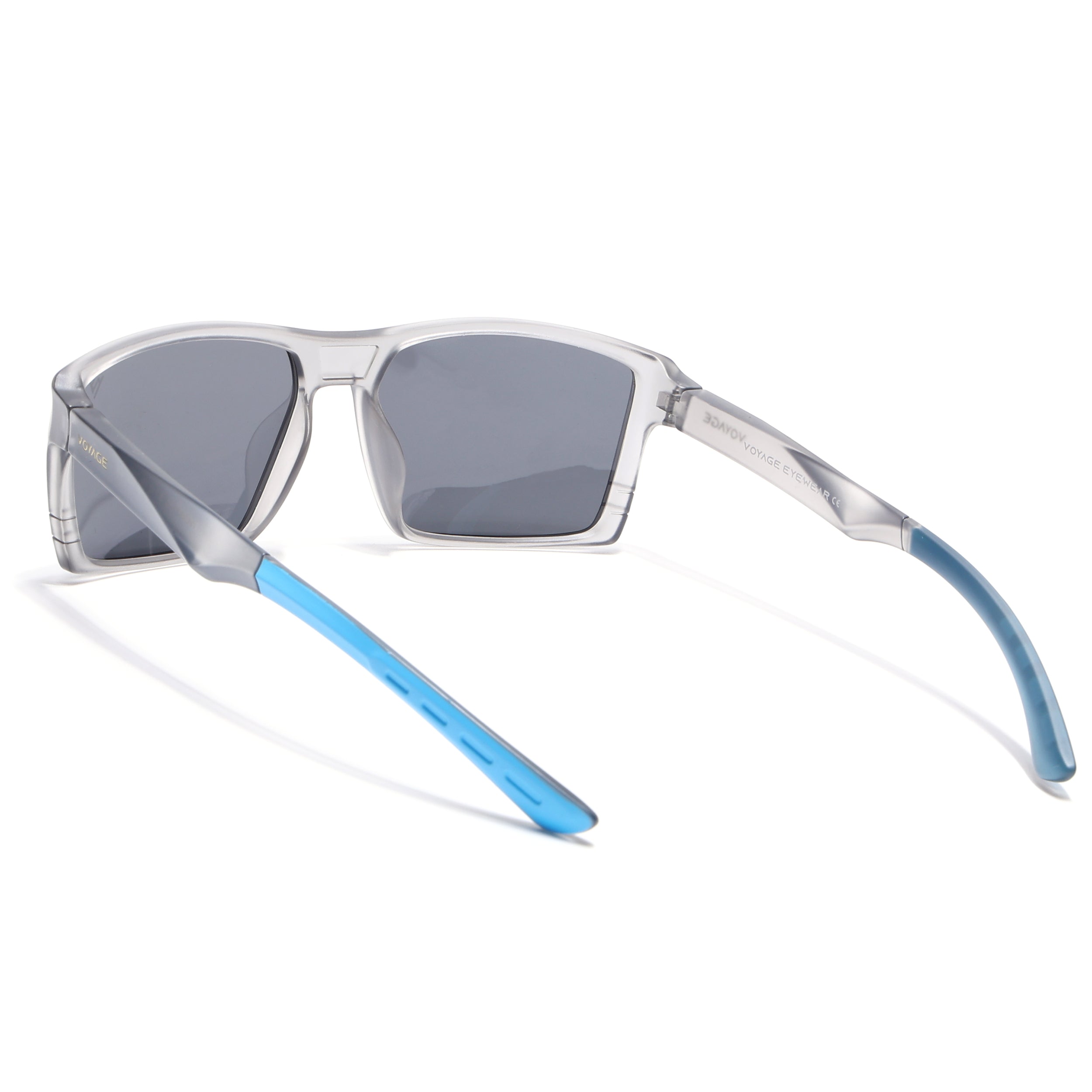 Square Polarized Sunglasses | Black Lens | Grey Frame - PMG6744