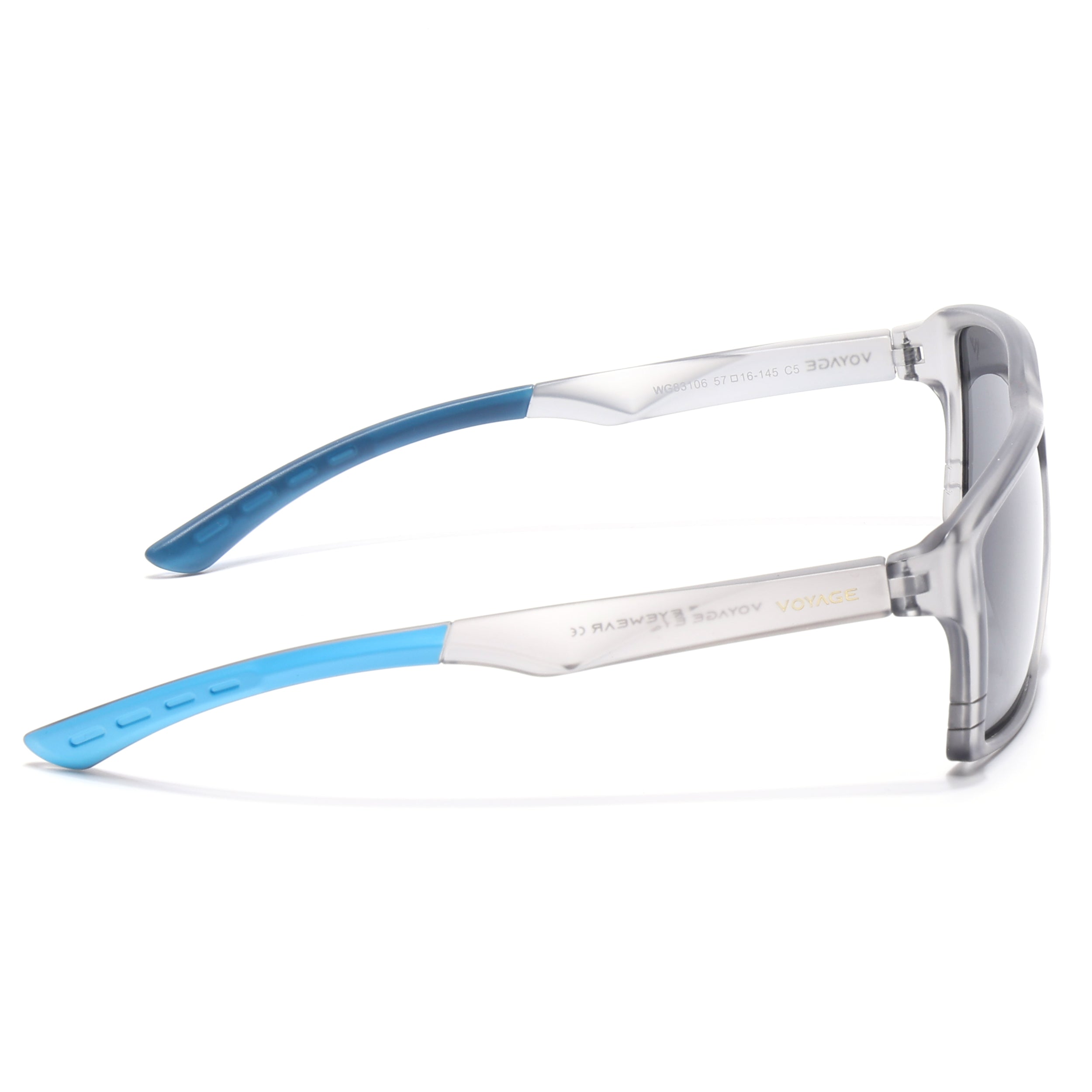 Square Polarized Sunglasses | Black Lens | Grey Frame - PMG6744