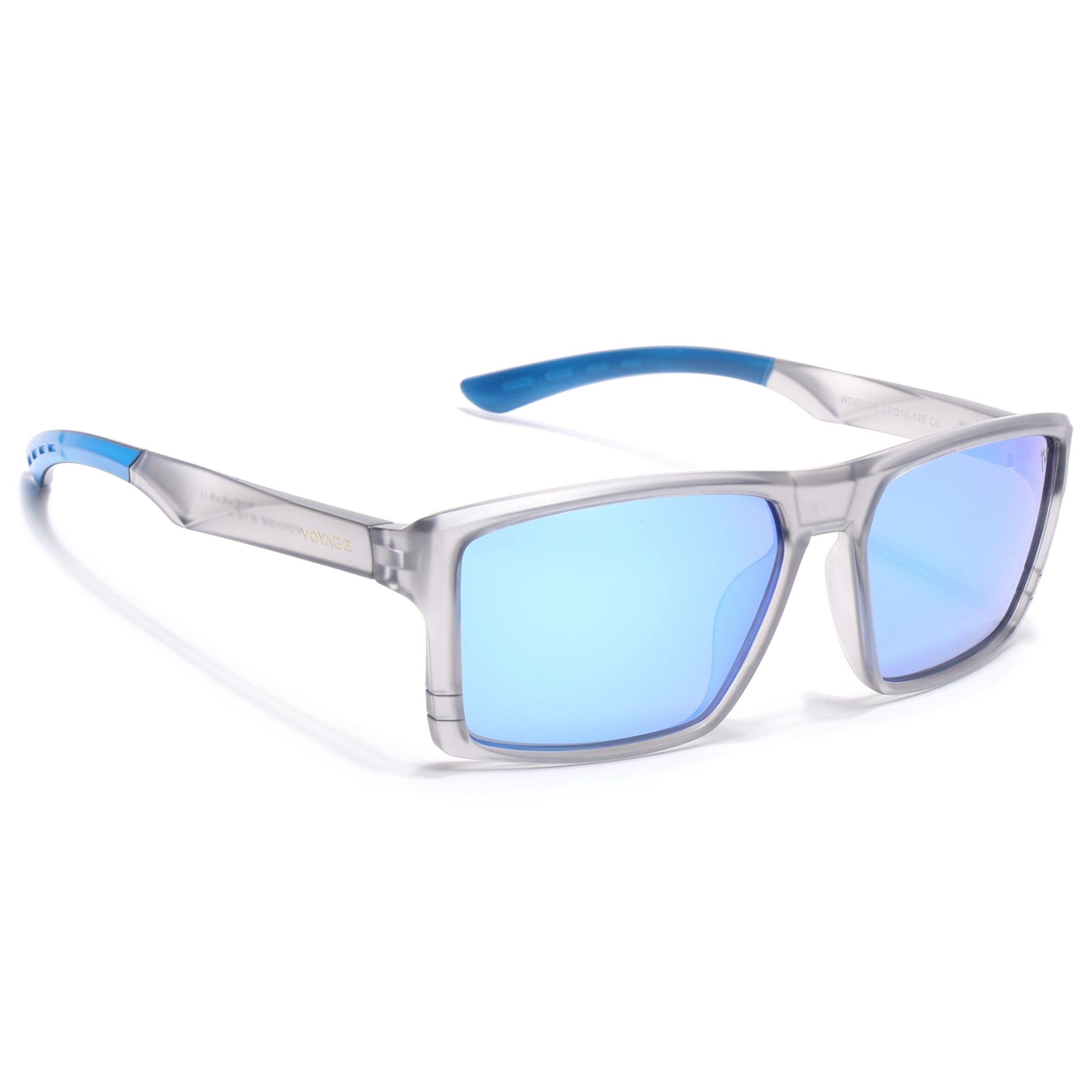 Square Polarized Sunglasses | Blue Lens | Grey Frame - PMG6745