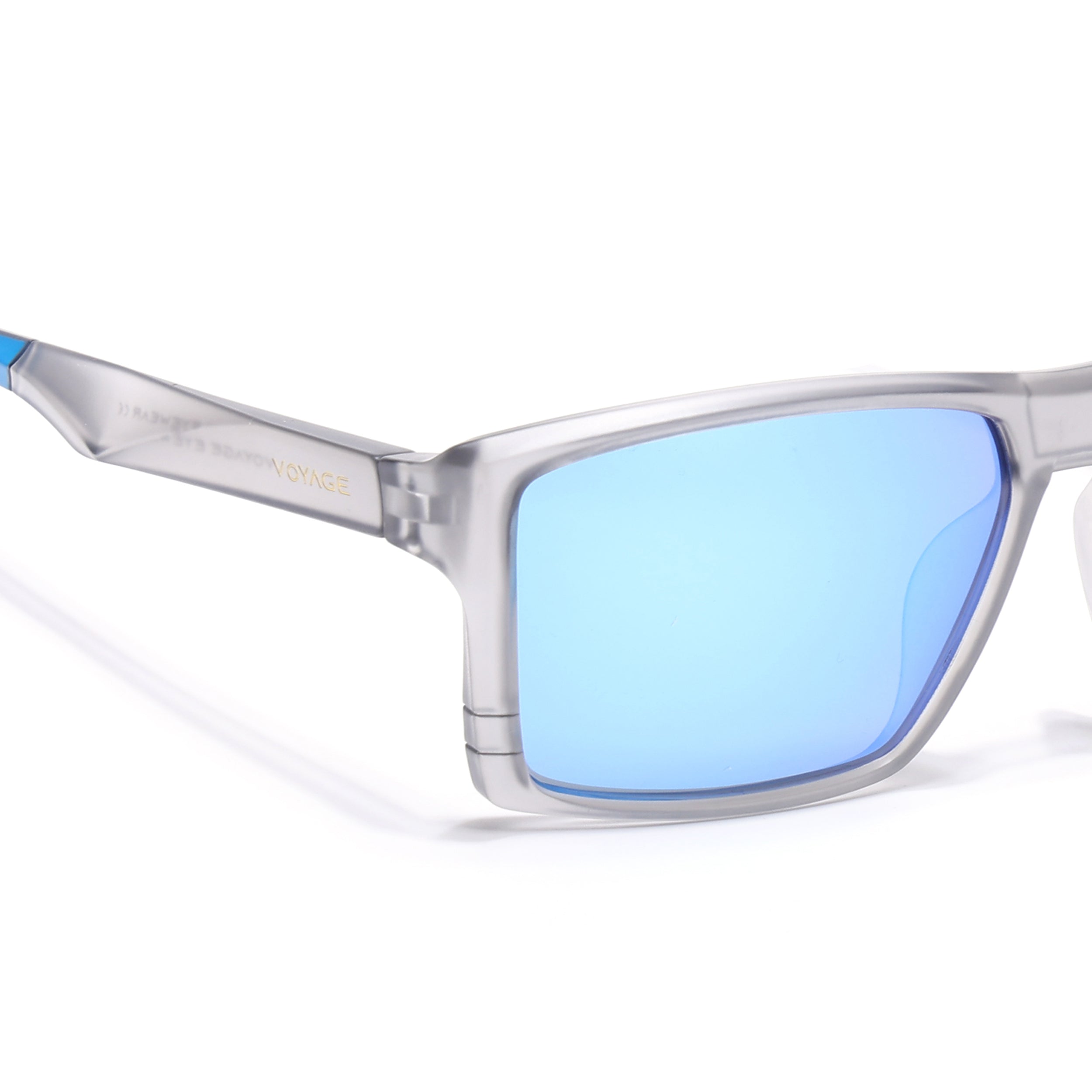 Square Polarized Sunglasses | Blue Lens | Grey Frame - PMG6745