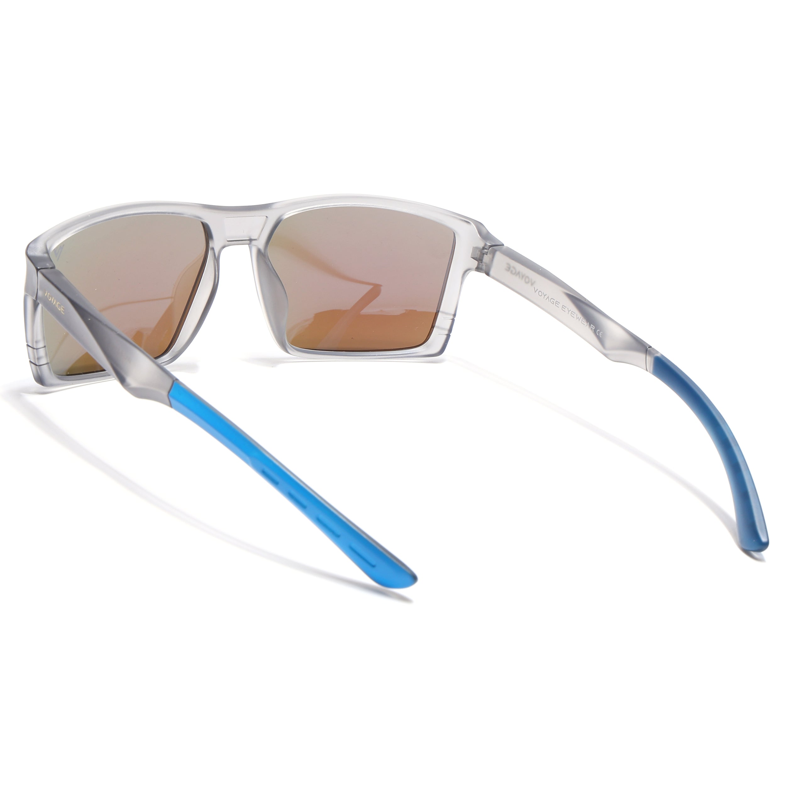 Square Polarized Sunglasses | Blue Lens | Grey Frame - PMG6745