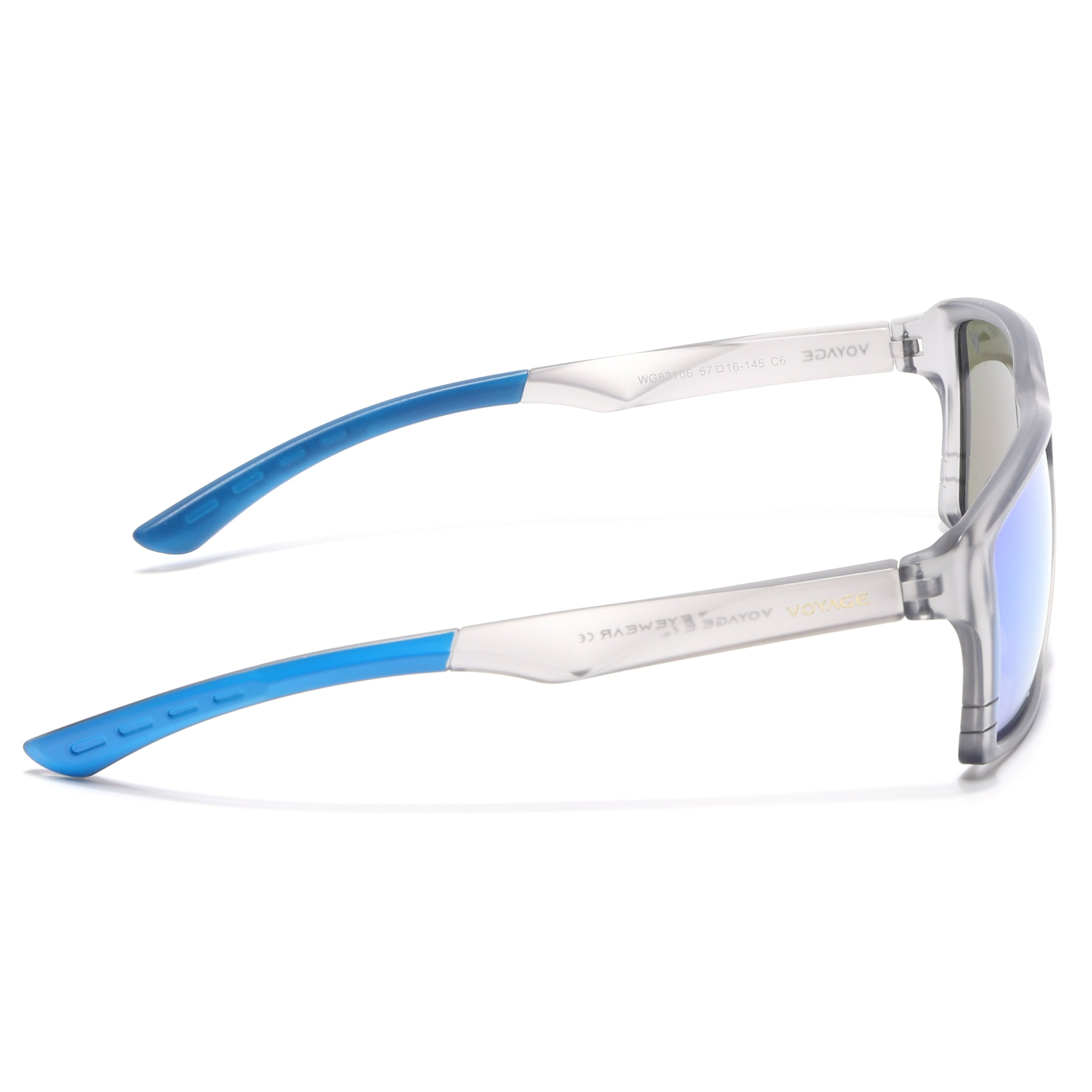 Square Polarized Sunglasses | Blue Lens | Grey Frame - PMG6745