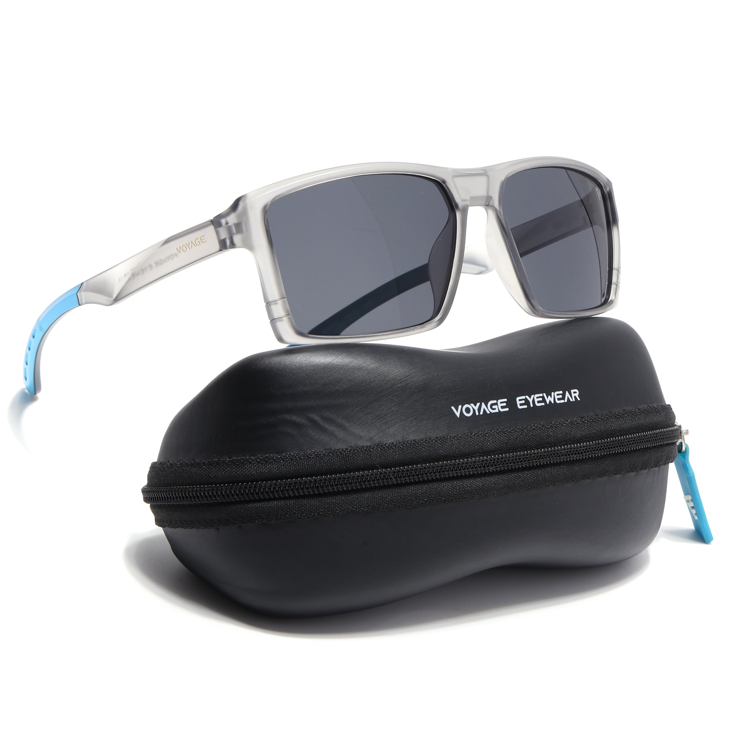 Square Polarized Sunglasses | Black Lens | Grey Frame - PMG6744