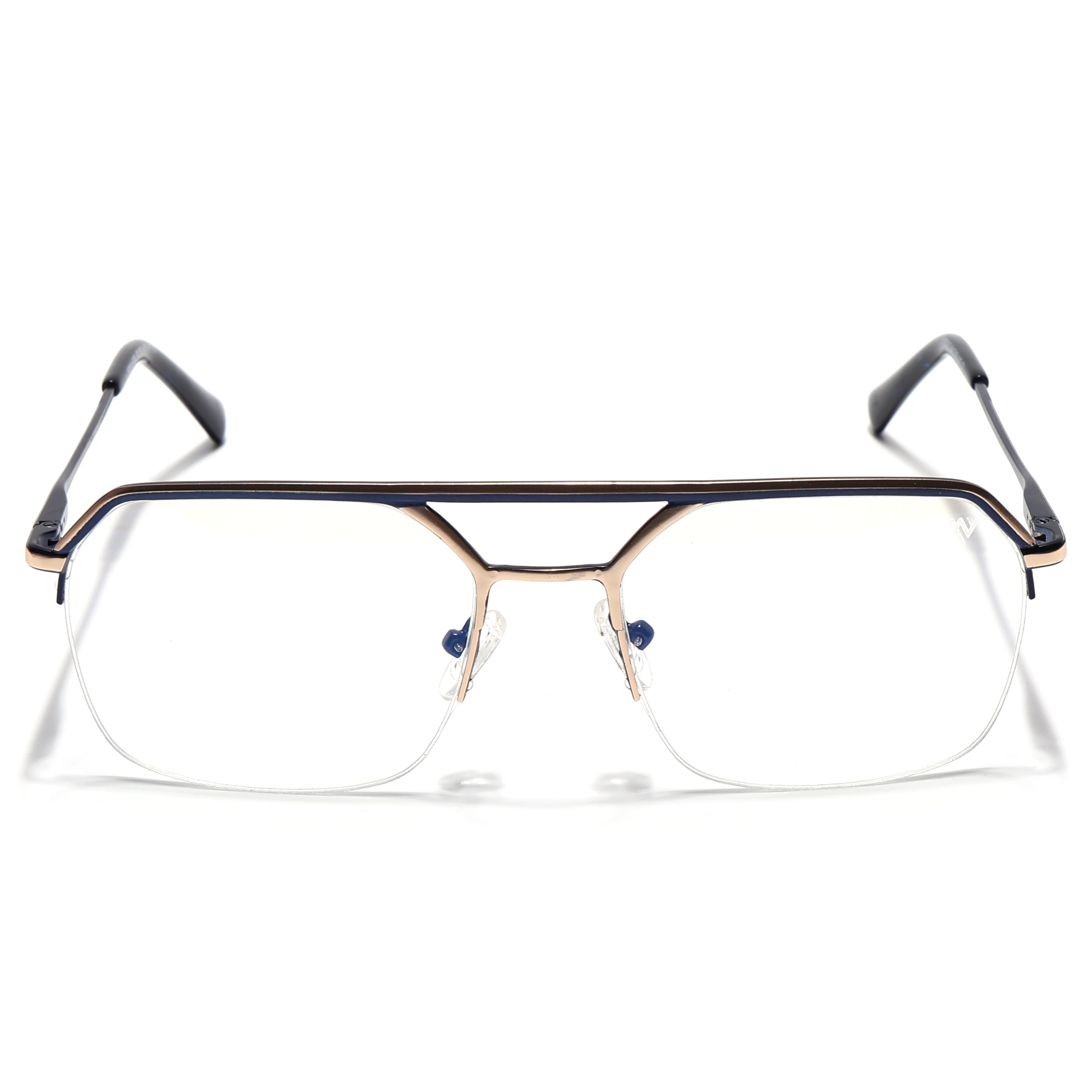 Voyage Golden & Navy Blue Half Rim Eyeglasses for Men & Women (73017FMG7094-C2)