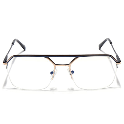 Voyage Golden & Navy Blue Half Rim Eyeglasses for Men & Women (73017FMG7094-C2)