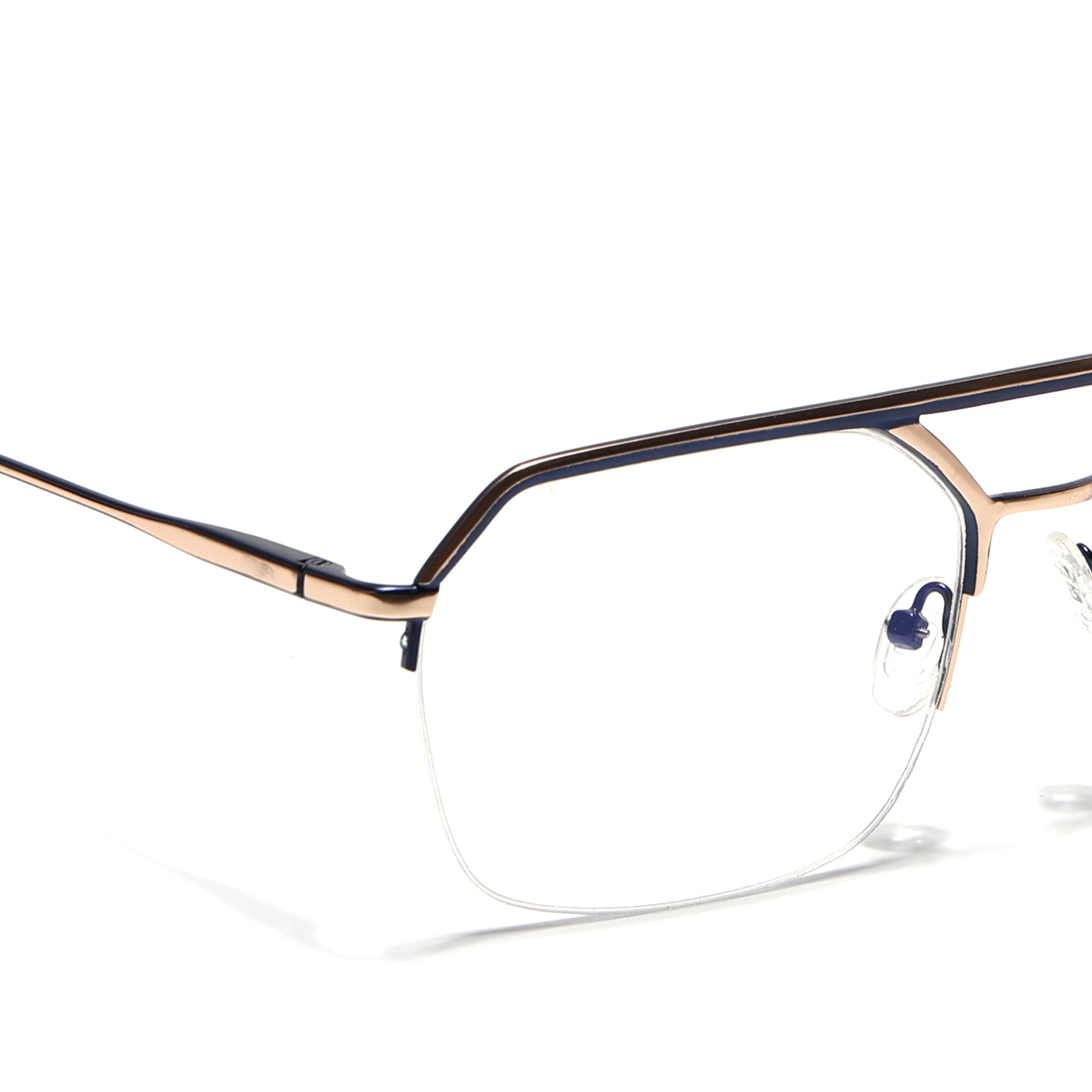 Voyage Golden & Navy Blue Half Rim Eyeglasses for Men & Women (73017FMG7094-C2)